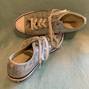 For @lbraddy01 🤍Chuck Taylor All Star Sneakers (Oxfords) with silver sequins 🤍